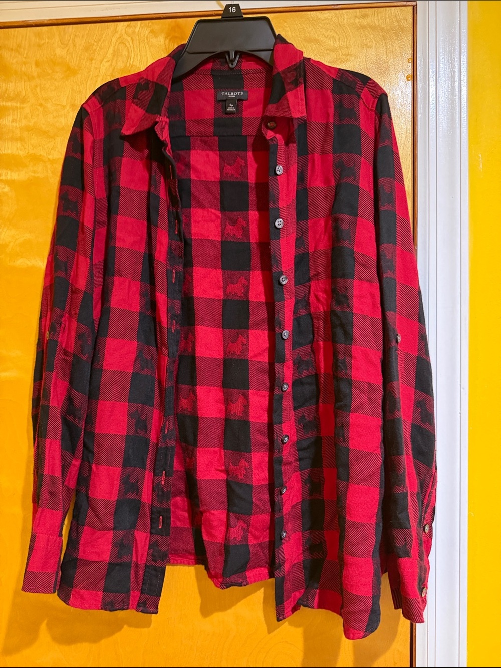 Talbots Red and Black Plaid Button-Down Shirt